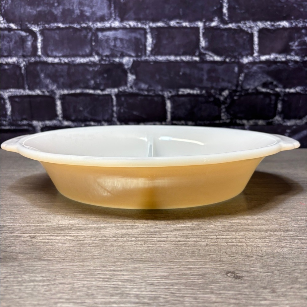 Vintage Fire King Peach Luster Oval Divided Casserole Dish